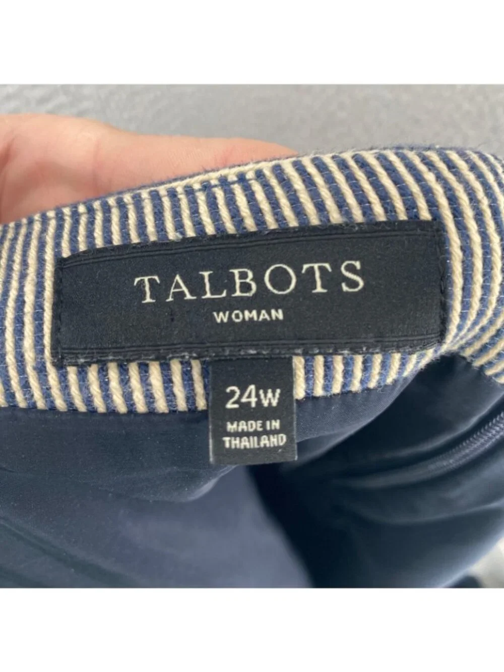 Talbots Skirt Womens 24W Plus Blue Striped Knee Length Pencil Straight Office